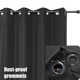 BONZER Waterproof Outdoor Curtains for Patio Porch Pergola Cabana Thick Privacy Extra Wide Grommet Indoor Curtains for Bedroom Living Room, 1 Panel, 150W x 84L inch, Charcoal