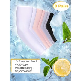 Mudder 8 Pairs UV Sun Protection Arm Sleeve for Men Women Work Cooling Tattoo Cover up Compression Camouflage Sleeve for Cycling Fishing