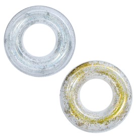 70cm Inflatable Swimming Ring Pool Rubber Rings for Kids,2Pcs Gold Silver Sequin Inflatables Swim Rings Pool Float Toys,Inflatable Pools Ring Toy Water Floaties for Kid Girls Boys Summer Beach Party