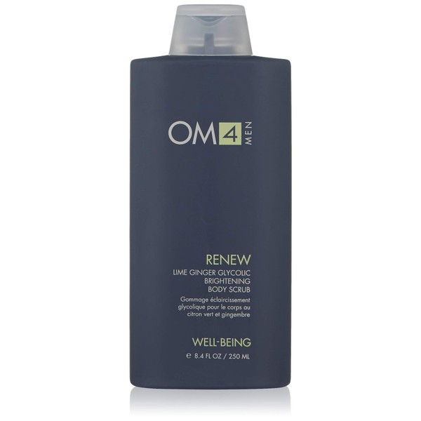 Organic Male OM4 Renew: Lime Ginger Glycolic Brightening Body Scrub - Mens Exfoliating bodycare with Vitamin C