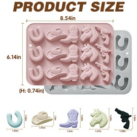 2 Cowboy-Schokoladenformen, Backformen aus Silikon, Hut, Stiefel, Pferdesattelform, Süßigkeitenformen, Western-Mottoparty für Wackelpudding, Eiswürfel, Cupcake-Dekorationen, Ton