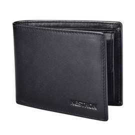 Nestron Men's Genuine Leather Wallet with RFID Protection Black