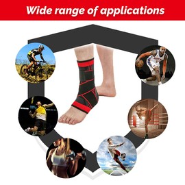 KOEMCY 1 Pair Ankle Brace, Adjustable Ankle Brace, Foot Bandage, Ankle Bandage with Velcro Fastening for Men and Women, Ankle Pain (Red)