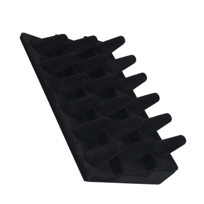 Baluue Black Cloth Desktop Ring Display Holder MDF Jewelry Modern