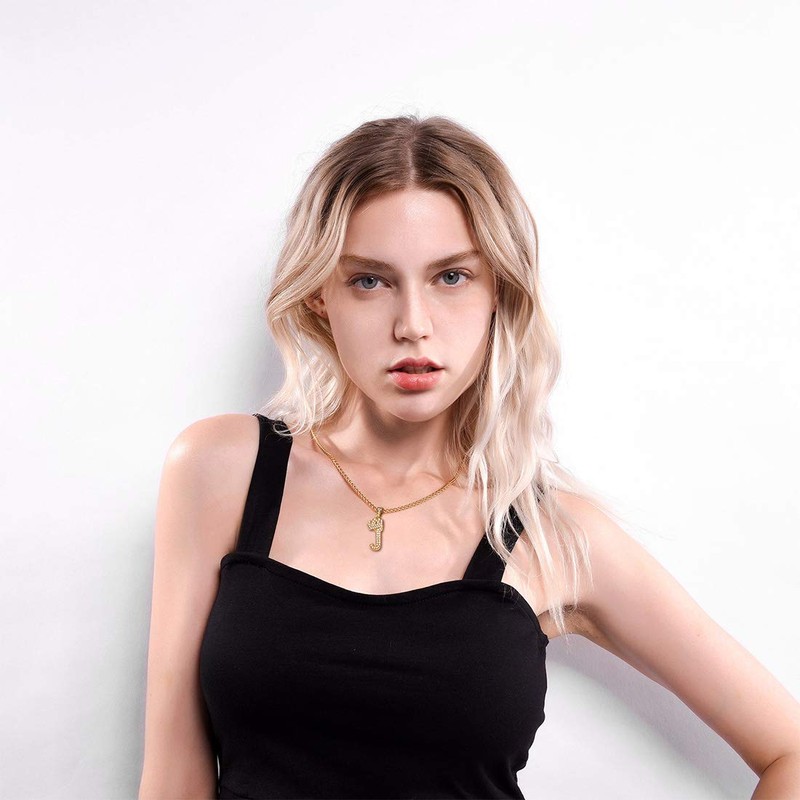 U7 Women Necklace Y2K Jewellery Pendant Necklaces Name Initial J