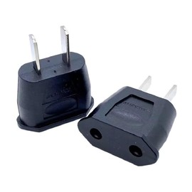 2Pcs Black Europe EU to US Travel Charger AC Power Converter Adapters, 2.52 x 1.77 x 0.75 inches