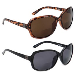 YsorrisoX 2 Pack Bifocal Reading Sunglasses for Women,Classic Vintage Outdoor UV Protection (1 Black& 1 Brown Tortoise, 3, x)