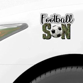 Football Son Sticker, Leopard Print Football Vinly Decal for Cars Laptops, Windows, Walls, Fridge, Toilet and More - Sport Theme Stickers 11in
