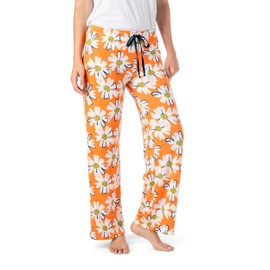 Hello Mello Signature Lounge Pants Womens Soft Pajama Bottoms Elastic Waistband Drawstring Tie - Lazy Daisy, Small/Medium