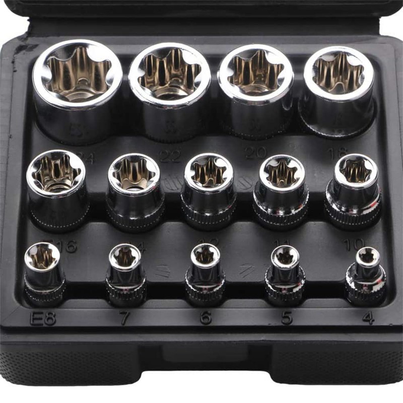14 Piece E Torx Star Wrench Set with Case, 1/4",