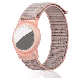 Dingfeiyu Nylon für Airtag Armband Kinder, Anti-Lost, Anti-Kratz-Schutz für die Positionierung des Bracelet für AirTag Wasserdicht (Rosa Kies)
