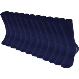 Sunew Viscose Viscose Socks, Mens Womens Sport Performance Crew Thick Cushioned Non-Skid Viscose Socks for Basketball Hiking Trekking 6 Pack Navy Blue XL