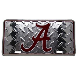Alabama Crimson Tide "A" Football Diamond Deck 6"x12" Aluminum License Plate Tag