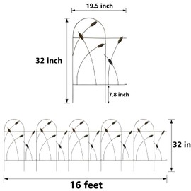 Thealyn Metal Decorative Garden Fence Border, 32 in x 16 ft,Rustproof Wrought Iron Landscape Fencing for Flower Bed, Trees, Animal Barrier (Dark Brown)