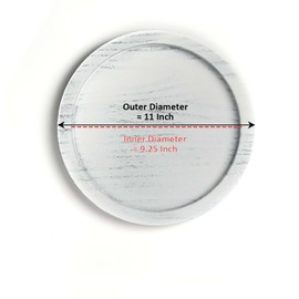 CYS EXCEL 11 Inch White Round Wooden Tray, Decorative Serving Trays for Ottoman Coffee Table Candle Holder Home Decor Accessories