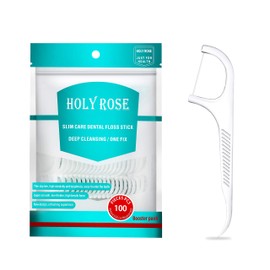 HolyRose High-Grade Clean Floss, High Elasticity Natural Floss, Soft and Comfortable，Dental Floss Picks, White Environmental，No Break Guarantee Guarantee, Per Bag100 Pcs，1Bag (100pcs Floss)