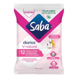 Toallitas húmedas íntimas Saba diarios V-natural 12 unidades