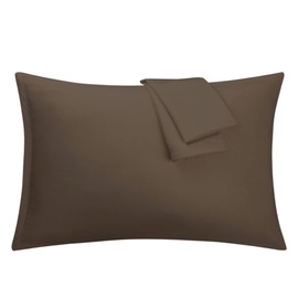 sourcing map 2 Pack Pillow Cases Soft 1800 Series Microfiber Pillowcases Set with Zipper Brown Standard(20"x26")