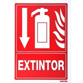 Señal De Extintor Señaletica Fabricada En Poliestireno Rojo