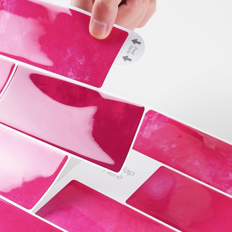 Livelynine 32-pcs Peel and Stick Backsplash Subway Tile Pink Bathroom