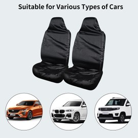 Foyscr 2 Packs Car Seat Covers Front Pair Car Seat Covers Set Protectors Heavy Duty Universal Fit for Van Water Resistant Easy Clean-Black