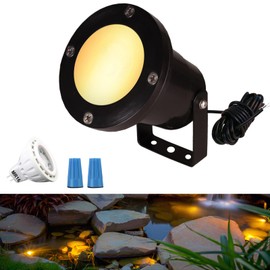 Cheopha Pond Lights for Outdoor Ponds Fountain Lights LED Underwater 12V, with Replaceable 4W MR16 Bulb Warm White, Underwater LED Light Spotlight for Garden, Patio, Pool, Yard, Rockery