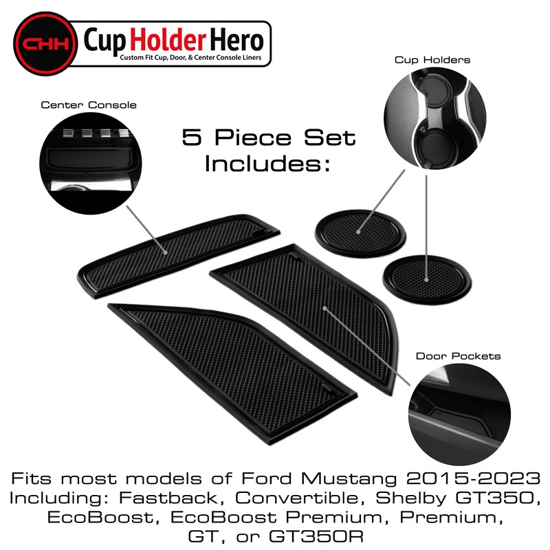 CupHolderHero Compatible with Ford Mustang Accessories 2015-2023 Premium Custom Interior