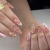 ASOMI 24 Pcs French Tip Embossed Flower Design Almond Shape
