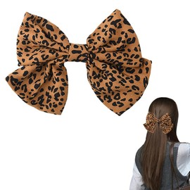 yaozeio Leopard Print Bow Hair Clip for Women Girls Bowknot Hair Clips Big Bow Knot Hair Pin Leopard Print Hair Barrettes for Womens Long Short Hair Bow Leopard Hair accessories