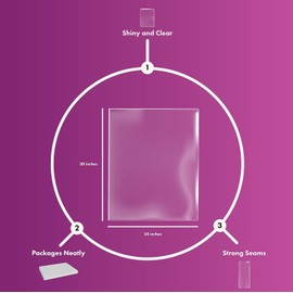 Purple Q Crafts Clear Basket Bags, Large Clear Cellophane Wrap for Baskets & Gifts 24"x30" (40)