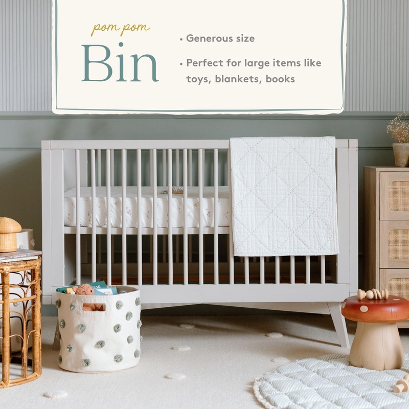 Pehr Pom Pom Basket, Bin (Blush) | 100% Cotton Canvas