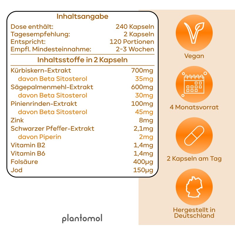 plantomol 9-fach Komplex! Prosta Komplex Kapseln mit Krbiskern-Extrakt S?gepalmen-Extrakt &