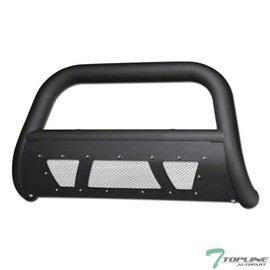 TLAPS 7422456678658 Compatible with 2019-2023 Ford Ranger Matte Black Studded Mesh Style Bull Bar Guard with Skid Plate