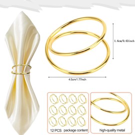 Gold Napkin Rings-12 PCS Metal Spiral Napkin Rings(Spiral) Napkin Holders Buckles for Family Dinner, Wedding, Party,Table Decorations