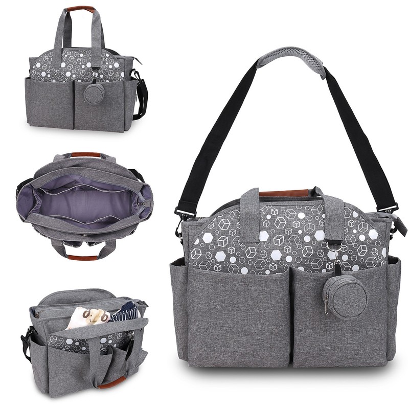 Diaper Bag Large Size Multi Pockets Gray Portable Diaper Tote