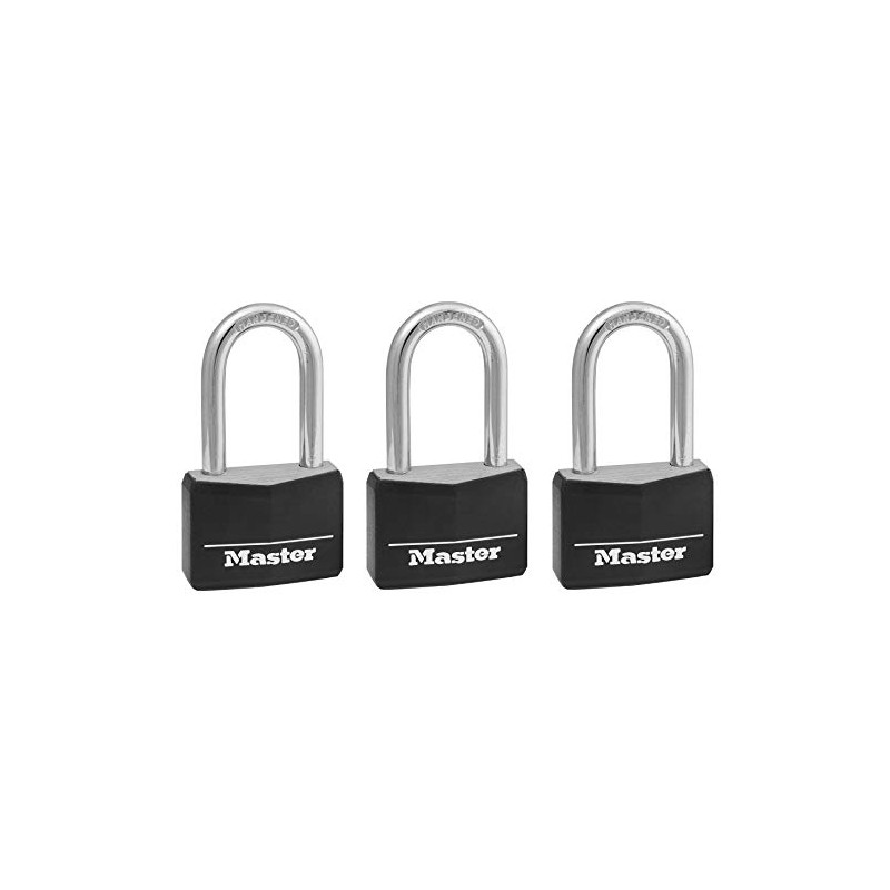 Master Lock Padlock, Covered Aluminum Lock, 1-9/16 in. Wide, Black,