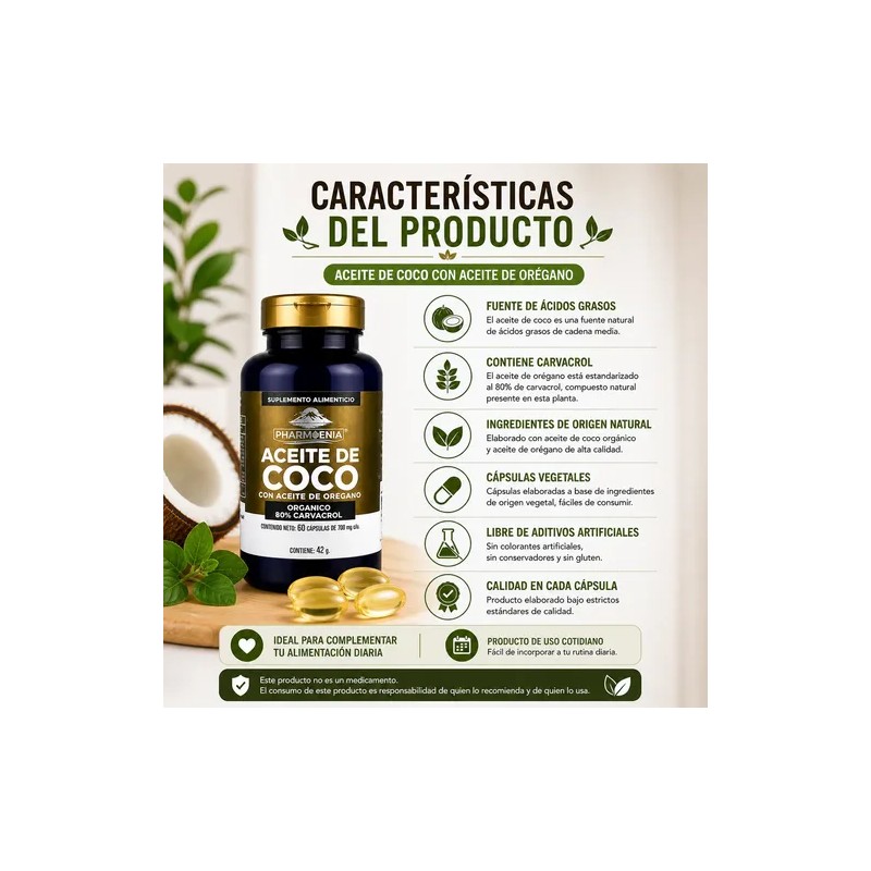 Capsulas De Aceite De Coco Con Aceite De Oregano 60