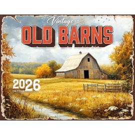 2026 Vintage Old Barns Wall Calendar 16-Month X-Large Size 14x22, Retro Barns Calendar by The KING Company-Monster Calendars