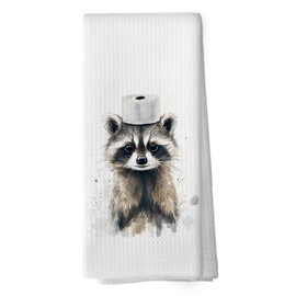 shiviody Raccoon Gifts Kitchen Towels - Funny Bathroom Decor Dish Towels, Cute Animal Gifts for Women, Modern Kid's Room Decorative Absorbent Dishcloths Hand Towels for Bathroom Decor 16x24 Inches