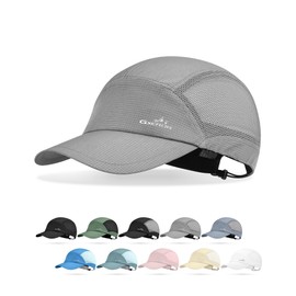 GXCROR Performance Baseball Cap for Men and Women - UPF 50+ Sports Cap, Lightweight & Quick Drying for Golf, Hiking, Gym | Adjustable Sun Protection with Reflective Logo, Grey and grey, Unit size