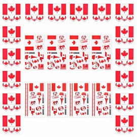 AhfuLife 24 Sheets Canada Flag Tattoos for Olympic Decorations 2024 - Temporary Tattoo Transfer Stickers for Victoria Day Canada Day Football Fan Support Event (Canada)