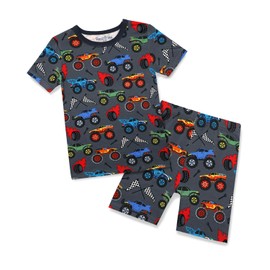 babee Reshinee Bamboo Viscose Toddler Truck Pajamas Boys Girls Kids Baby Cool Short Summer Pjs Set 2-3T Two Piece