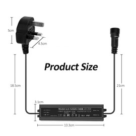 ECOWHO Garden Light Transformer 2.1A 25W AC 100-240V to DC 12V Low Voltage, IP67 Waterproof Power Supply with UK 3-pin Plug for Outdoor Garden Lighting