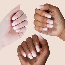 Anyos 16 Sizes Short Square Pink Ombre Press on Nails, Soft Gel Fake Nails,Reusable Nail Kit with Nail Glue Adhesive Tabs Double-sided Nail File, Fasle Nails 32 Pcs (Peony Glow)