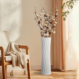 GDSZJLJ White Ceramic Tall Floor Vase,22.8 Inch Home Decor,Large Decorative Floor Vase for Centerpiece,Living Room,Bedrooms and Other Spaces,Pampas Grass Vase for Pal, Beloved and Family