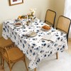 Ablecozy Blue and Golden Flower Clusters Fabric Waterproof Tablecloth,Rectangle Watercolor