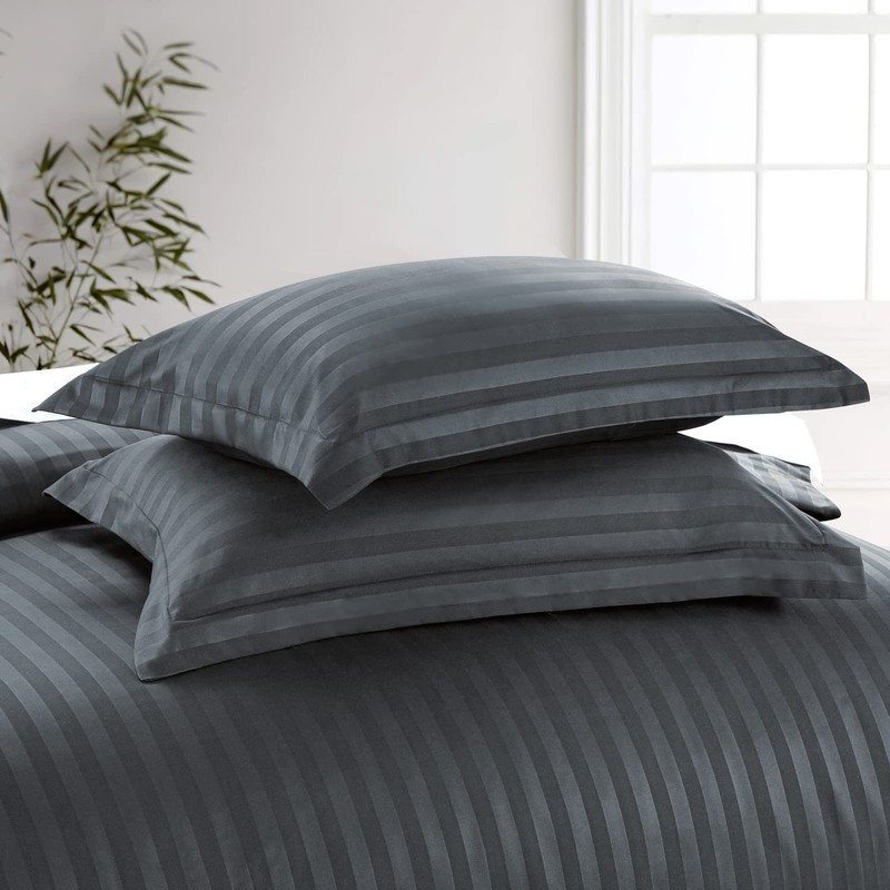 Hafaa Single Duvet Cover Set Hotel Quality Stripes Satin Bedding