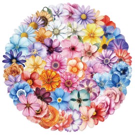 50 Pieces Natural Flower Themed Stickers PET Transparent for Scrapbooking, Self-Adhesive Scrapbooking Stickers Supplies Journal Stuffers for Adult Card Making Letters DIY (Black)