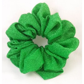 Green Glittery Stretch Ponytail Holder - Made in the USA - 3 Month Warranty - Jumbo Size