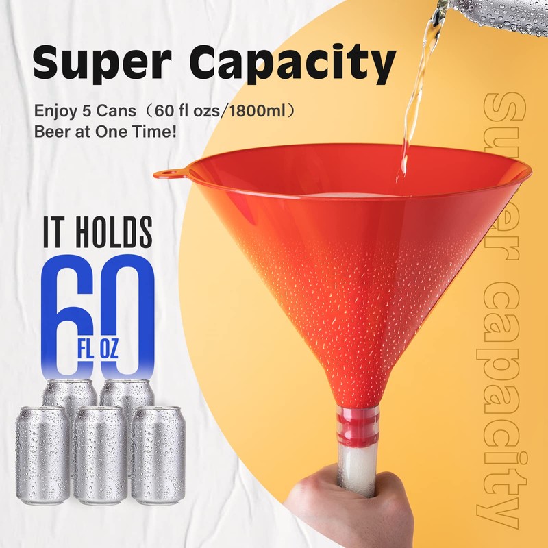 SMOQIO Beer Bong,Beer Funnel with Valve, Double Header, Bonus Bottle